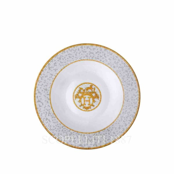 hermes limoges porcelain mosaique au 24 gold soup plate