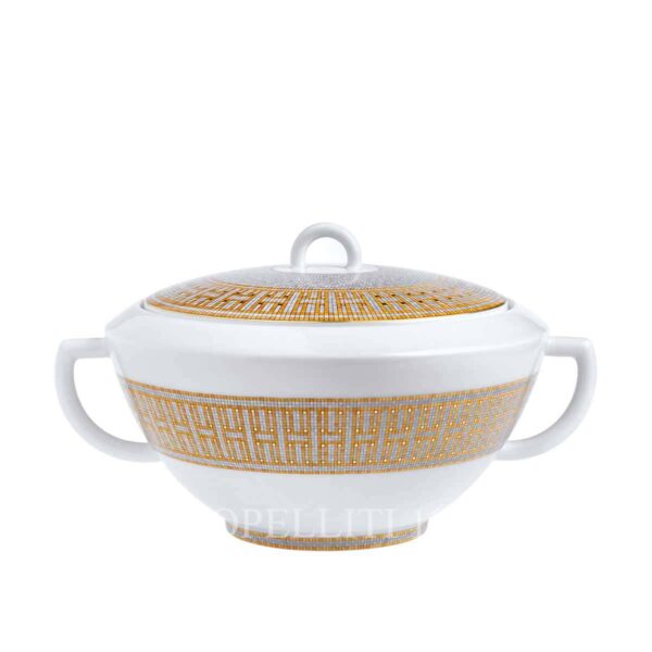 hermes limoges porcelain mosaique au 24 gold soup tureen