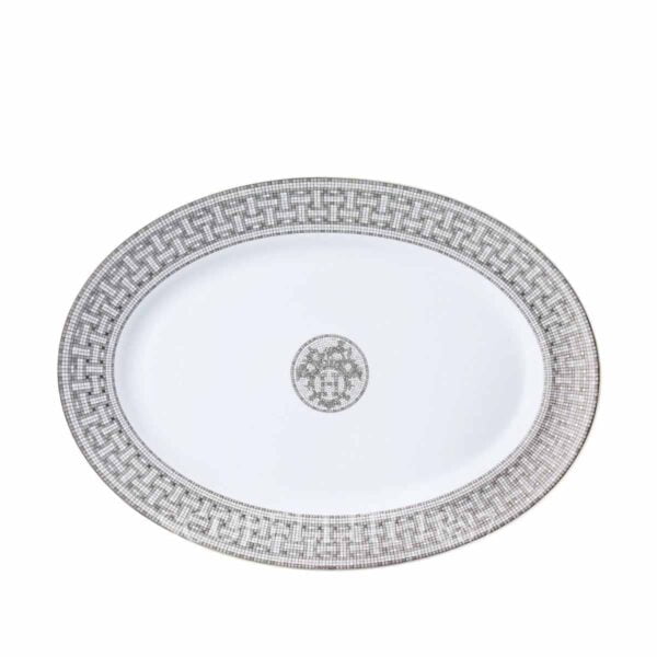 hermes limoges porcelain mosaique au 24 platinum oval platter large