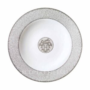 hermes limoges porcelain mosaique au 24 platinum round deep platter