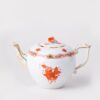 Herend Apponyi Orange Teapot with Rose 604-0-09