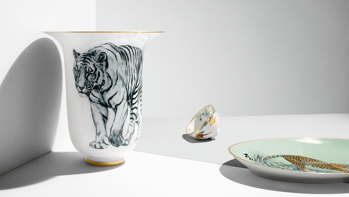 hermes porcelain tiger vase
