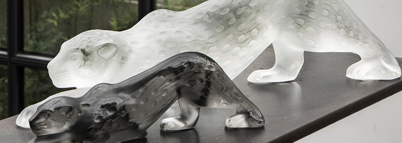 lalique crystal panther sculptures