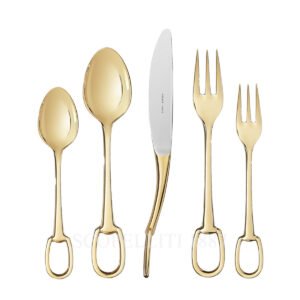 hermes attelage gold 5 piece place setting