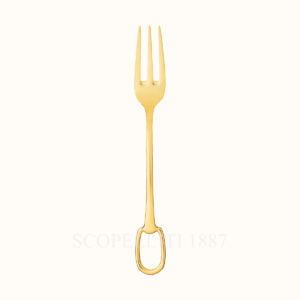 hermes serving fork grand attelage gold plated 01