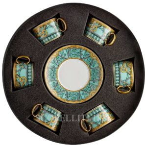 versace 6 tea cup and saucer gift set scala del palazzo green