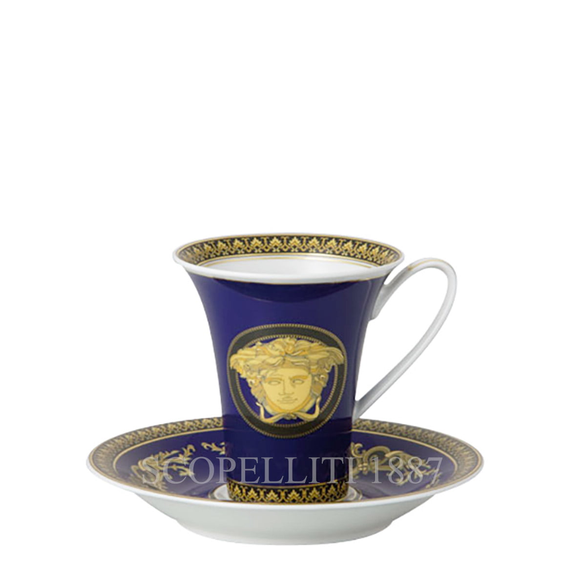systematisch Faial zien Versace Coffee Cup and Saucer Medusa Blue - SCOPELLITI 1887