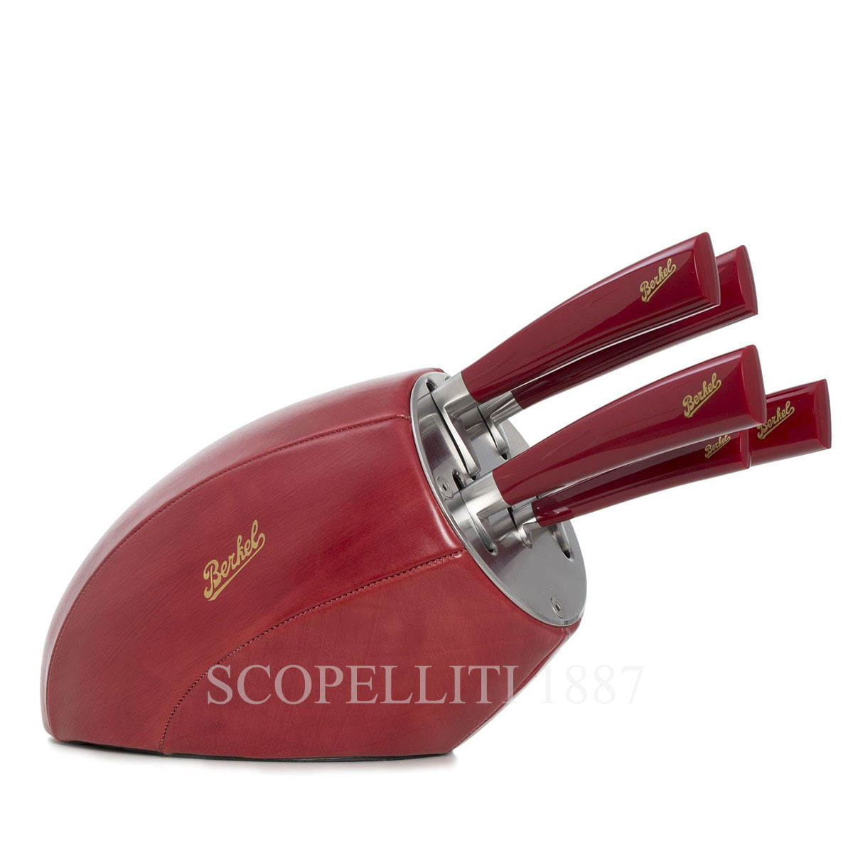 berkel gift block with 5 knives red leather
