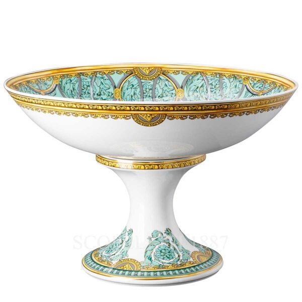 versace bowl 35 cm with foot scala palazzo green