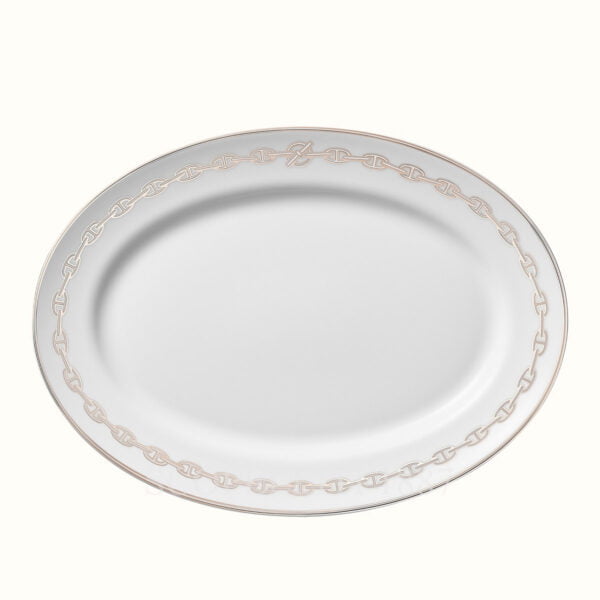 hermes chaine d ancre platine oval platter 42 cm