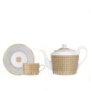 hermes mosaique au 24 or gift set teapot and 2 cups