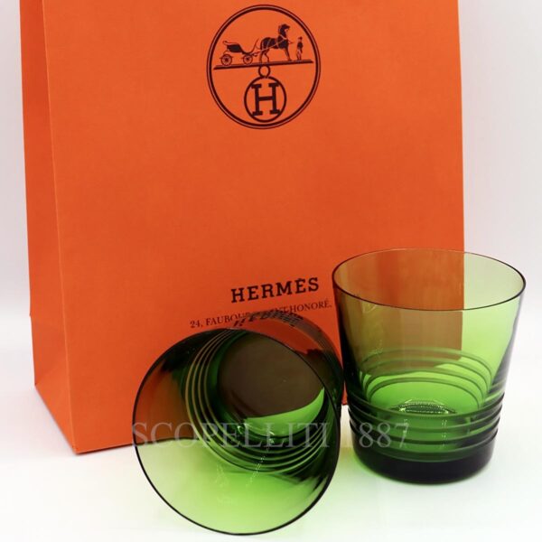 hermes attelage set of 2 crystal green tumbler