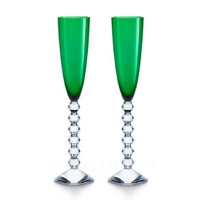 baccarat gift set of two flutes vega green