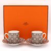 Hermes Set of 2 Coffee cups and saucers Fil d’argent Gris