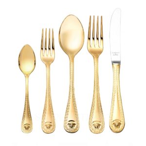 versace medusa cutlery gold plated 5 piece place setting