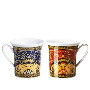 versace medusa red and blue set of two mugs