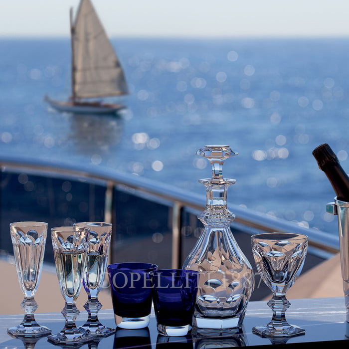 baccarat crystalware on luxury yachts