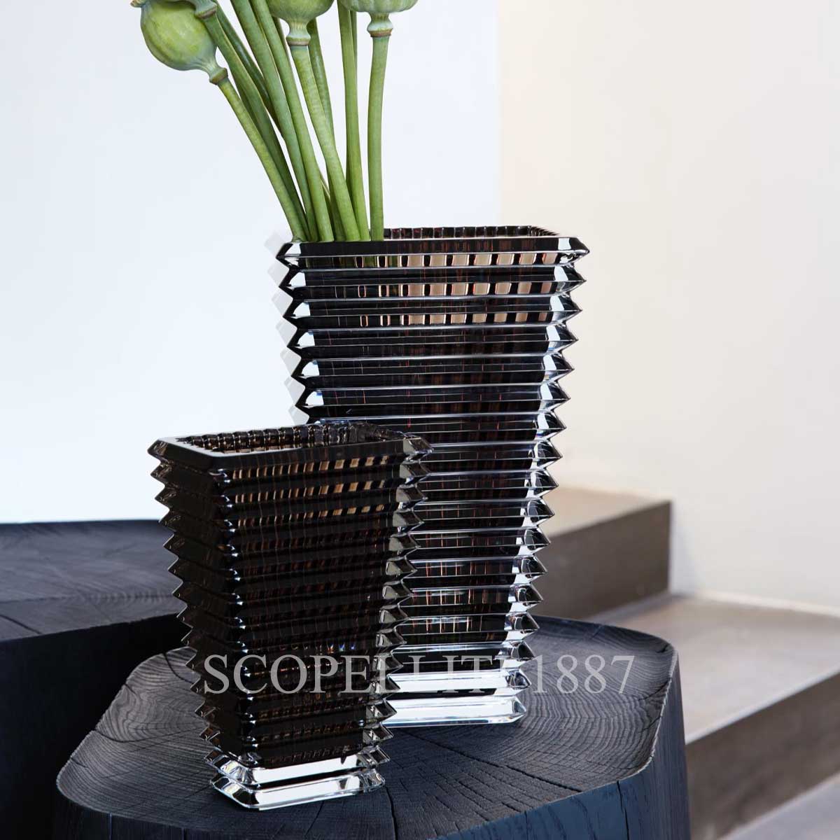 baccarat eye vases grey small and large