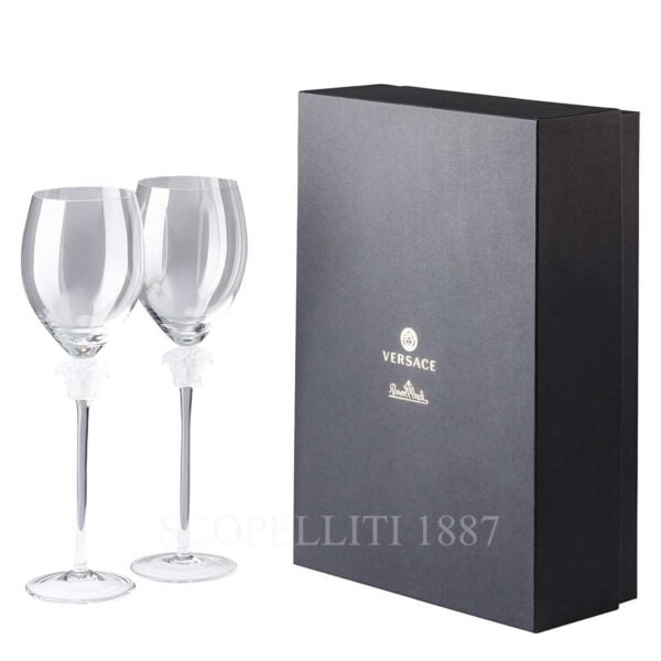 versace medusa lumiere set two red wine glasses