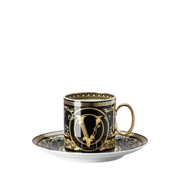 versace virtus gala black coffee cup and saucer