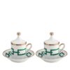 Ginori Gift Set of 2 Coffee Cups with Lid Catene Green