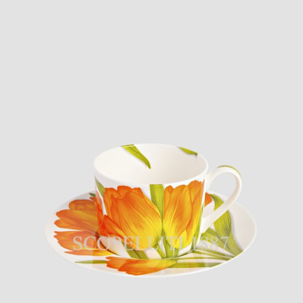 taitu freedom tea cups with saucer orange