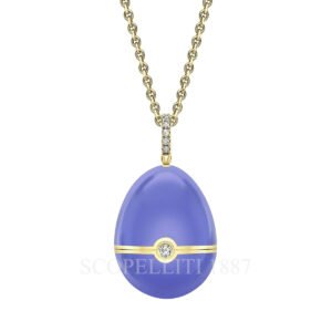 faberge essence yellow gold diamond blue sapphire heart surprise locket with lavender lacquer