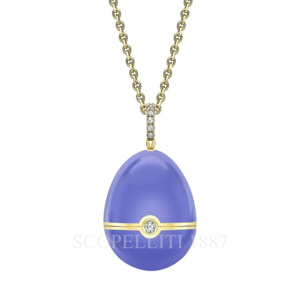 faberge essence yellow gold diamond blue sapphire heart surprise locket with lavender lacquer