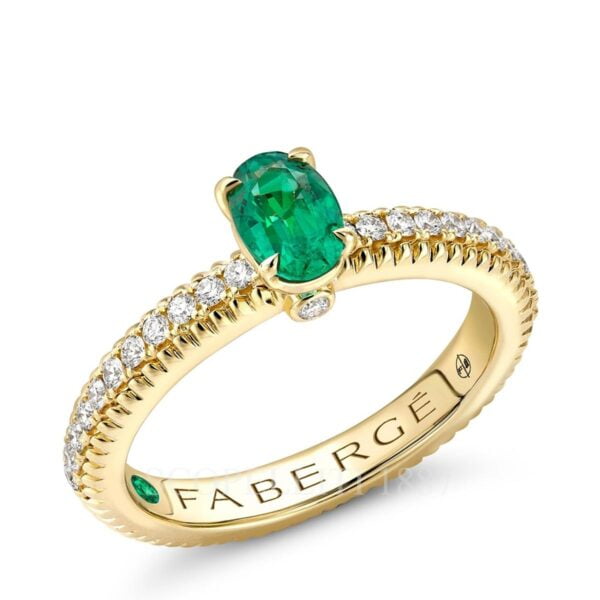 faberge gold emerald ring with diamond