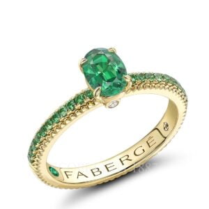 faberge gold emerald ring with tsavorite garnet