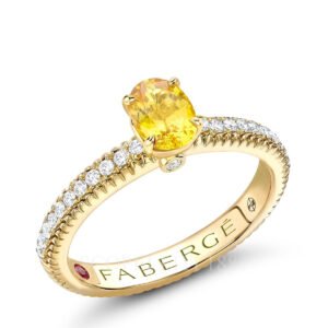 faberge gold yellow sapphire fluted ring with diamond