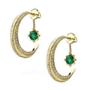 faberge hilal crescent gold emerald and diamond earrings