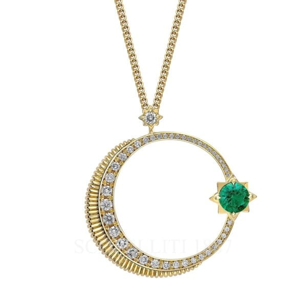 faberge hilal crescent gold emerald and diamond pendant