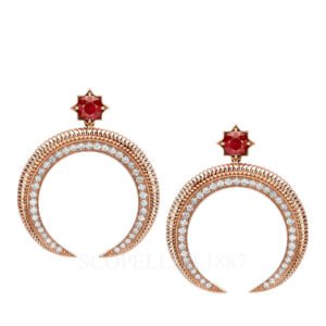 faberge hilal crescent rose gold ruby and diamond earrings