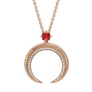 faberge hilal crescent rose gold ruby and diamond pendant