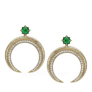 faberge hilal yellow gold emerald and diamond earrings
