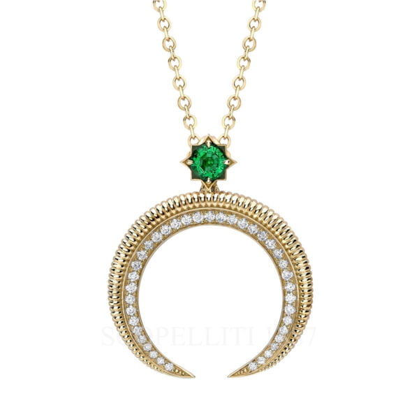 faberge hilal yellow gold emerald and diamond pendant