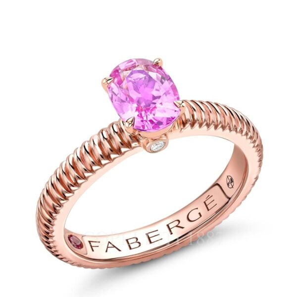 faberge rose gold pink sapphire fluted ring