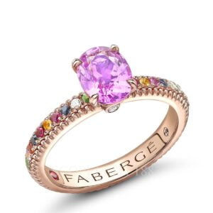 faberge rose gold pink sapphire ring with gemstone