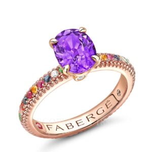 faberge rose gold purple sapphire ring with gemstone