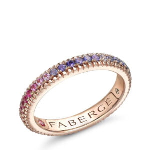 faberge rose gold rainbow gemstone eternity ring