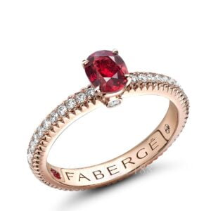 faberge rose gold ruby ring with diamond colours of love