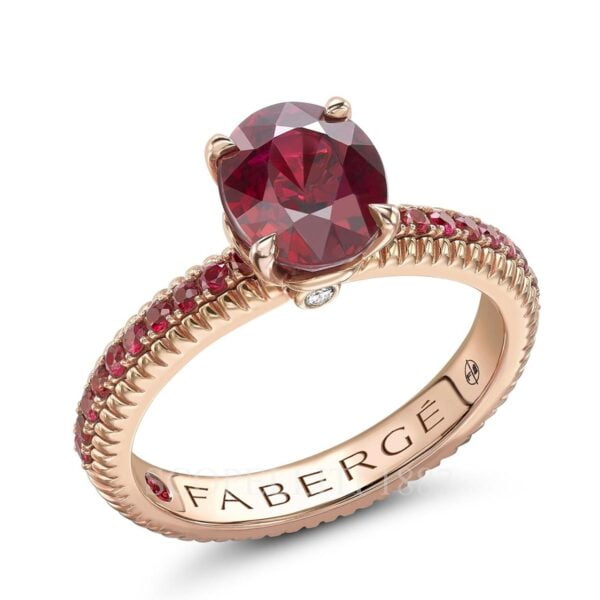 faberge rose gold ruby ring with ruby