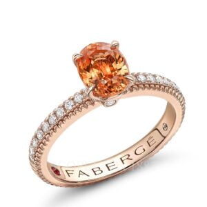 faberge rose gold spessartite ring with diamond