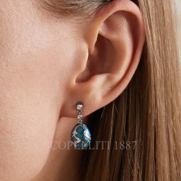 faberge teal white gold egg drop earrings