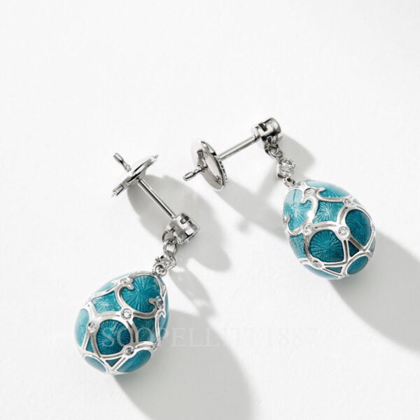 faberge teal white gold egg drop earrings