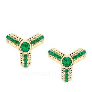 faberge trio yellow gold emerald stud earrings