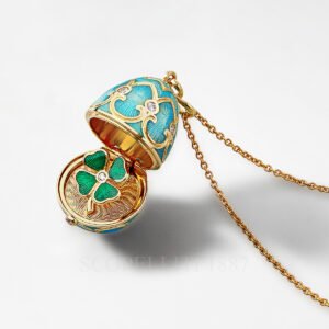 faberge turquoise clover egg pendant necklace