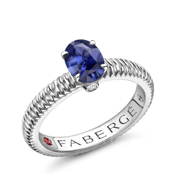 faberge white gold blue sapphire fluted ring 1640