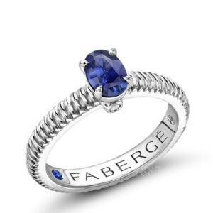 faberge white gold blue sapphire fluted ring 2747
